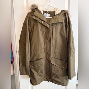 Columbia Olive Green Parka with Faux Fur Hood